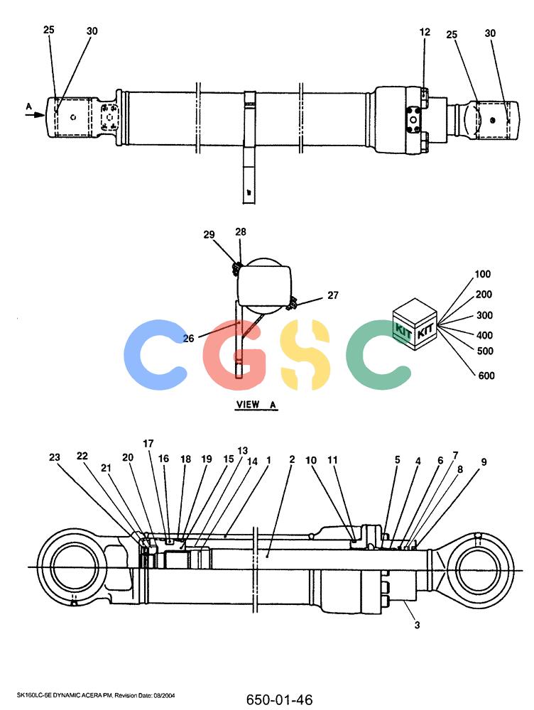 神钢零件查询(SK160LC-6E) - DYNAMIC ACERA EXCAVATOR 08/2004 ASN YM03U0523 (8/04-12/07) (07-020) - CYLINDER, BOOM LH Kobelco