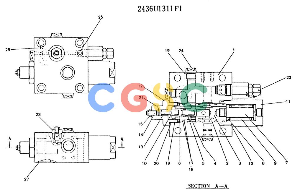 神钢零件查询(K909LC) - MARK II EXCAVATOR ASN LLU-0001 (1/87-12/03) (11-015) - VALVE ASSY, HOLDING, 2436U1311 Kobelco