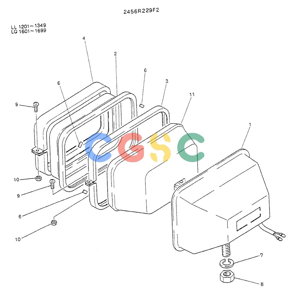 神钢零件查询(K909LC) - MARK II EXCAVATOR BTW LL1207 - LL1487 (1/87-12/03) (05-019) - LIGHT ASSY, HEAD, 2456R229F2 Kobelco