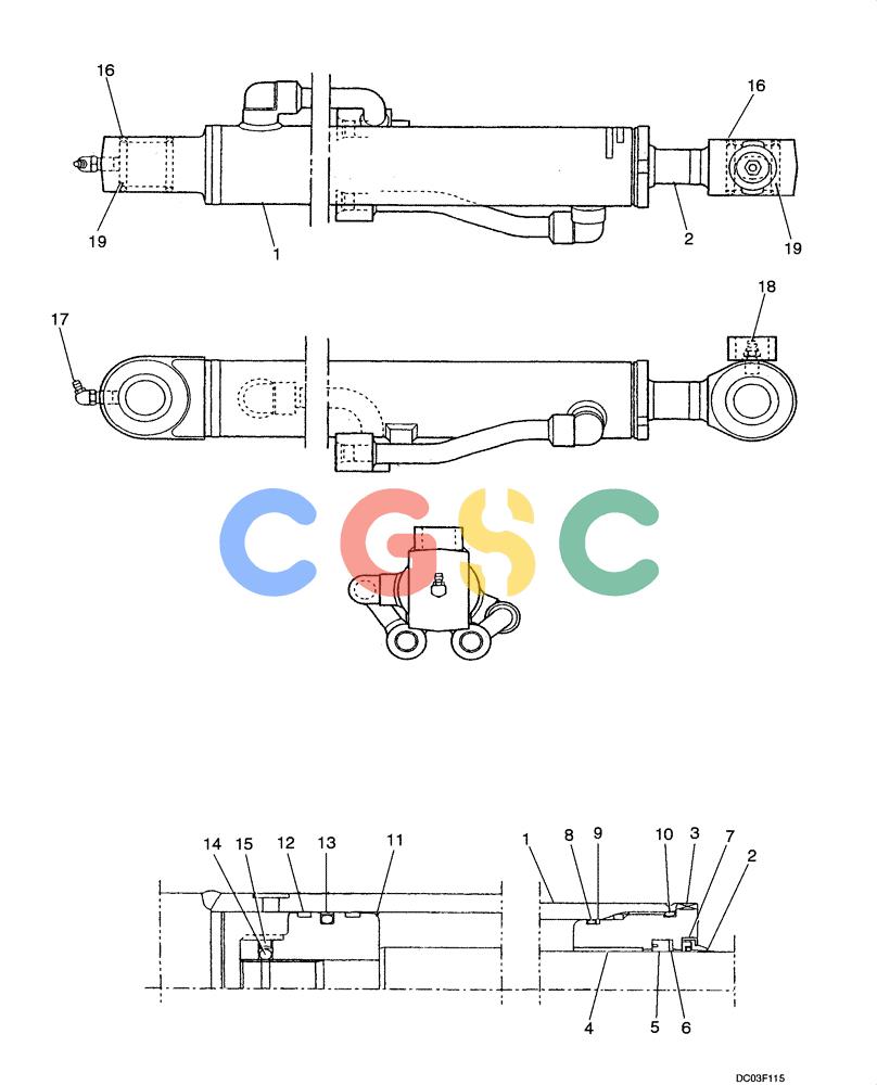 纽荷兰零件查询(E15) - COMPACT CRAWLER EXCAVATOR (N.A.) (1/06-) (08-52[00]) - CYLINDER ASSY, BUCKET New Holland Constructuion