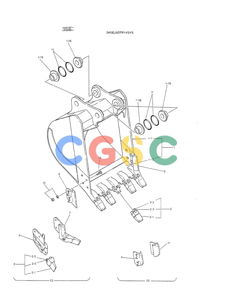 神钢零件查询(K907CLC) - EXCAVATOR BTW YG0101 - YG0500 (1/85-12/03) (09-013) - BUCKET ASSY H.D Kobelco