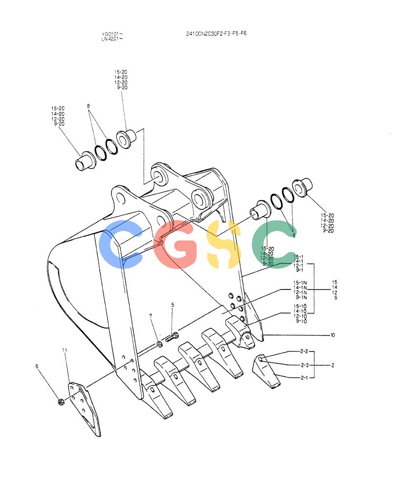 神钢零件查询(K907CLC) - EXCAVATOR BTW YG0101 - YG0500 (1/85-12/03) (09-005) - BUCKET ASSY 0.7M3 Kobelco