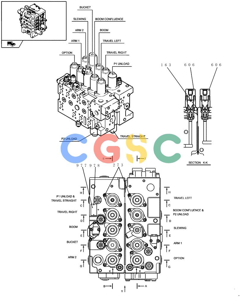 纽荷兰零件查询(E235BSR) - CRAWLER EXCAVATOR (5/07-) (1.050[16]) - HYDRAULIC CONTROL VALVE - COMPONENTS New Holland Constructuion