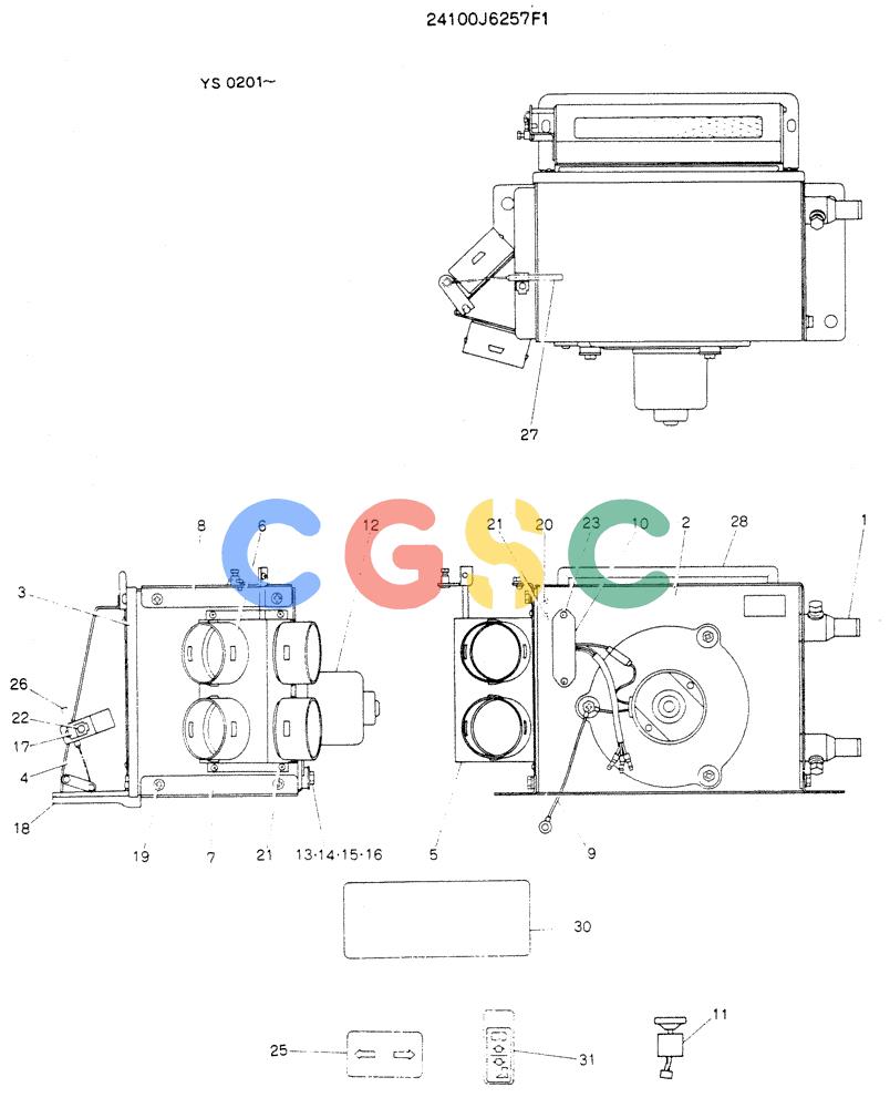 神钢零件查询(K916LC) - MARK II EXCAVTOR ASN YS0201 (1/89-12/03) (05-016) - HEATER ASSY Kobelco
