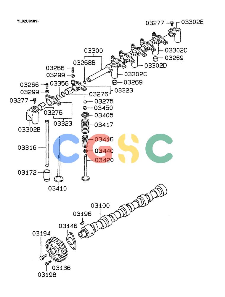 神钢零件查询(ED190LC) - BLADE RUNNER EXCAVATOR/DOZER BTW YL02U0101 - YL03U0135 (1/02-12/06) (07-012) - CAMSHAFT & VALVE Kobelco