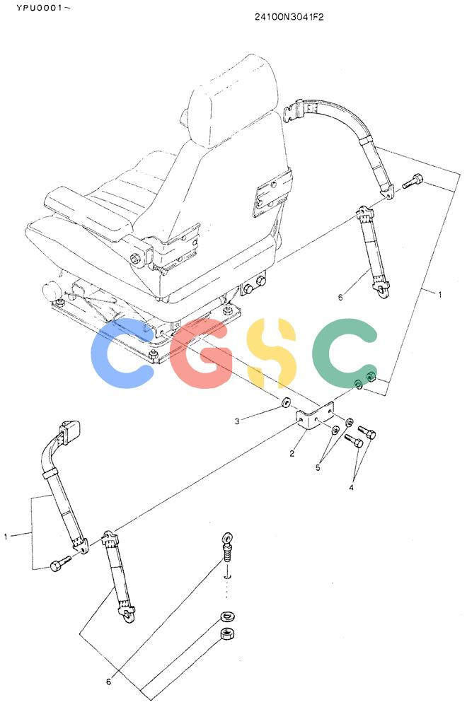 神钢零件查询(K905LC) - MARK II EXCAVATOR ASN YPU00001 (1/87-12/03) (08-003) - BELT ASSY, SEAT Kobelco