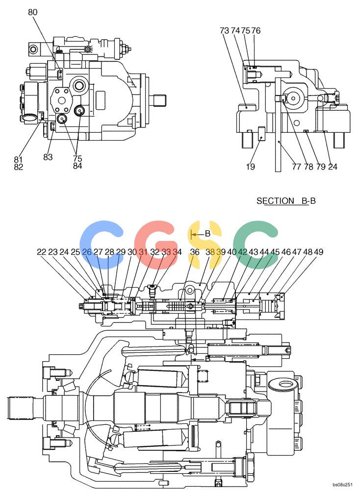 纽荷兰零件查询(E70BSR) - COMPACT CRAWLER EXCAVATOR BTW YT05-15001 - 18000 (NA) (4/08-) (08-14-00[02]) - PUMP ASSEMBLY, HYDRAULIC (YT10V00016F1), PAGE 2 OF 2 New Holland Constructuion