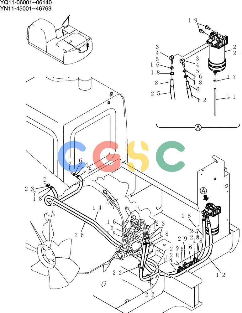 神钢零件查询(200-8) - EXCAVATOR S/N YN11-45001 - (1/06-12/09) (052-01-1) - FUEL LINES Kobelco