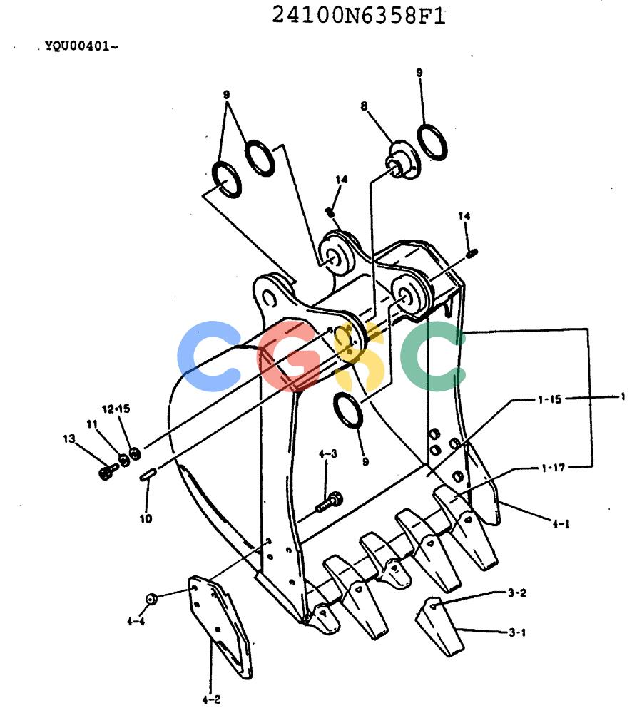 神钢零件查询(MD240C) - EXCAVATOR BTW LLU0301 - LLU0600 (1/80-12/06) (00-003) - BUCKET ASSY, 0.7M (0.92 CU YD) Kobelco