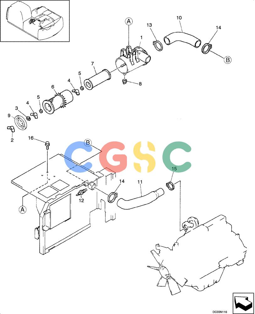 纽荷兰零件查询(EH215) - CRAWLER EXCAVATOR (9/03-) (02 -04[00]) - AIR CLEANER ASSY New Holland Constructuion