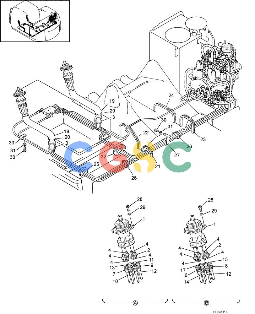 纽荷兰零件查询(E130) - CRAWLER EXCAVATOR (N.A.) (1/06-) (08 -15[00]) - HYDRAULIC LINES - REMOTE CONTROL, MULTI (YY68H00029F1) New Holland Constructuion