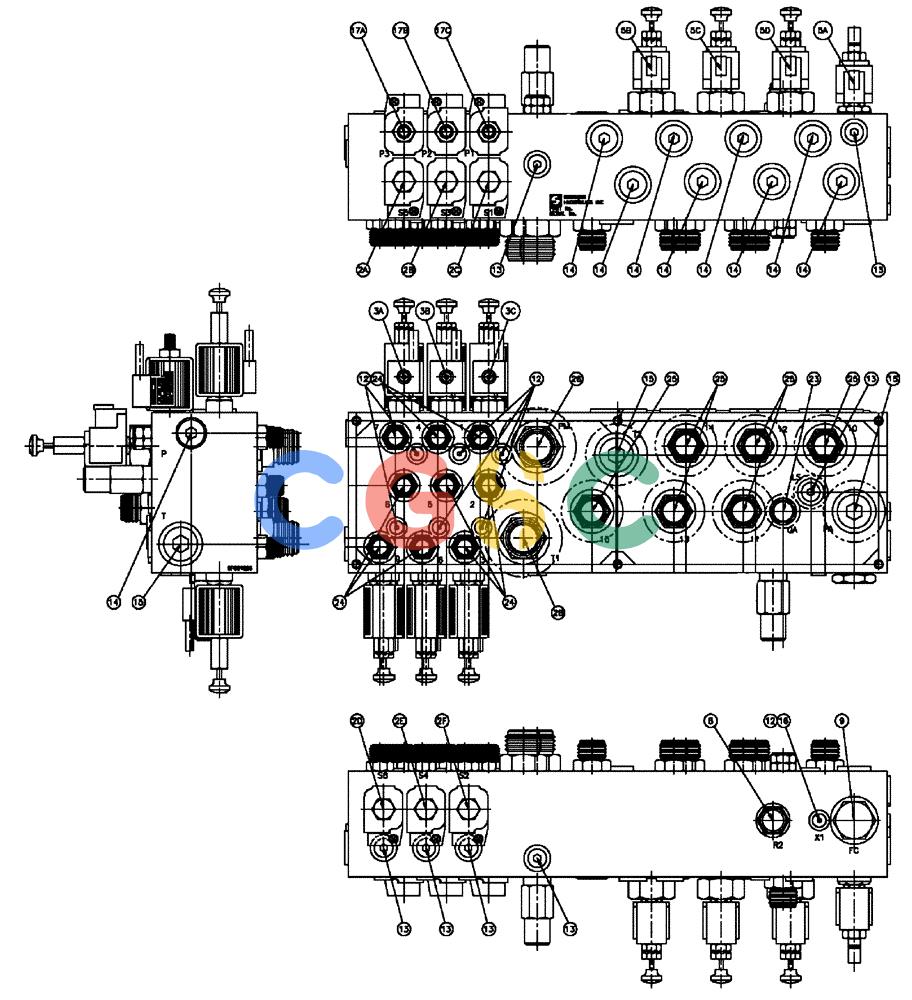凯斯零件查询(FLX810) - FLEX-AIR APPLICATOR (10/03-8/09) (07-015[02]) - VALVE BLOCK, TRIPLE PIN , W/ AUGER Case Agriculture