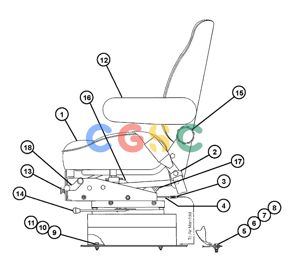 凯斯零件查询(FLX3300B) - FLOATER - 2002 (9/02-10/03) (01-005) - AIR SEAT ASSEMBLY Case Agriculture