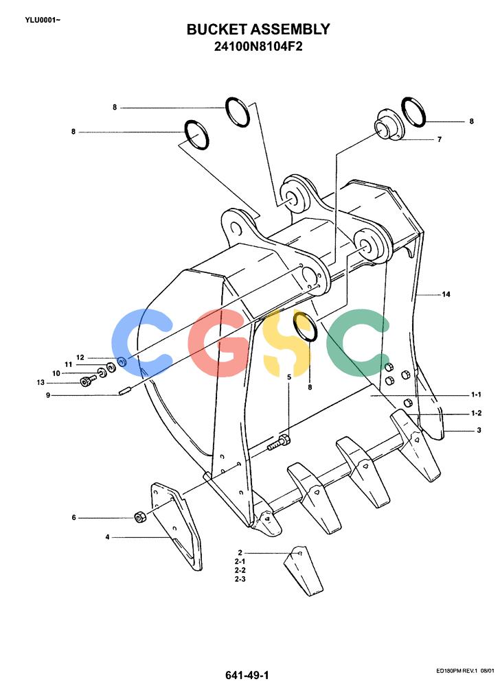 神钢零件查询(ED180) - BLADE RUNNER EXCAVATOR/DOZER ASN YLU0001 (1/99-12/01) (08-007) - BUCKET ASSEMBLY Kobelco