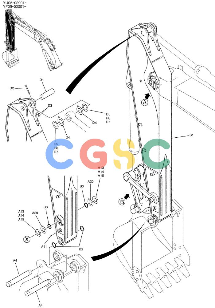 纽荷兰零件查询(E235BSRNLC) - CRAWLER EXCAVATOR ASN YU05-02001 (03-006[01]) - ARM GROUP 2.94M (HD, NIBBLER & BREAKER, EXTRA) New Holland Constructuion