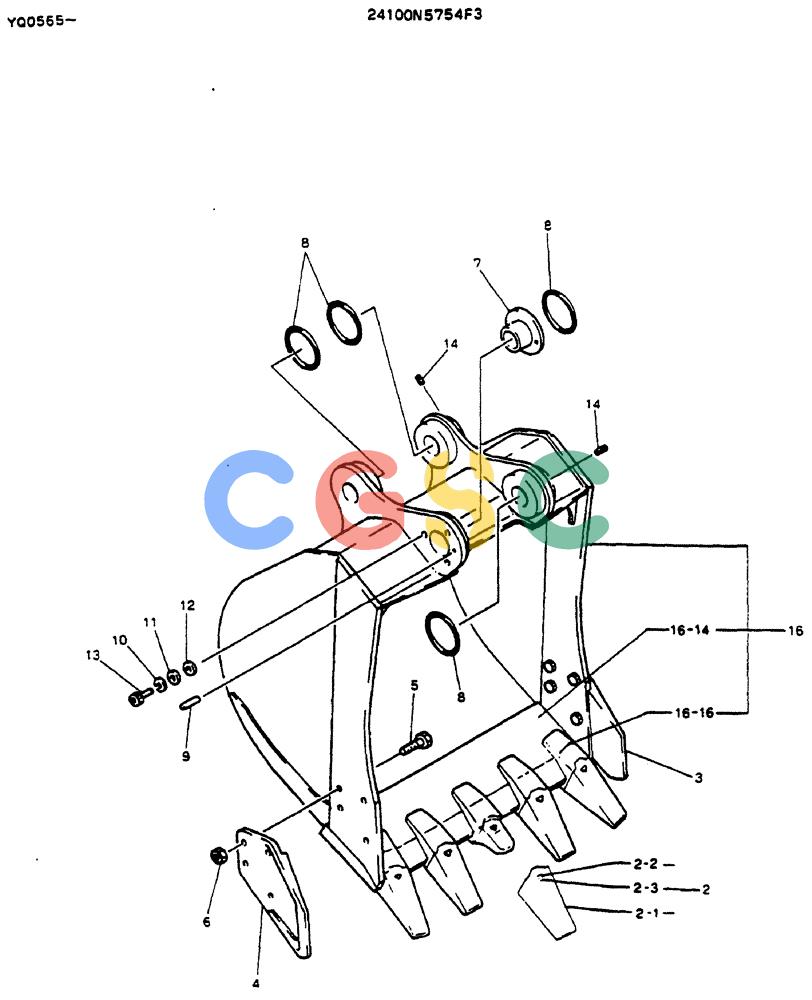 神钢零件查询(MD200BLC) - EXCAVATOR ASN YQ0565 (1/80-12/06) (07-003) - BUCKET ASSY Kobelco