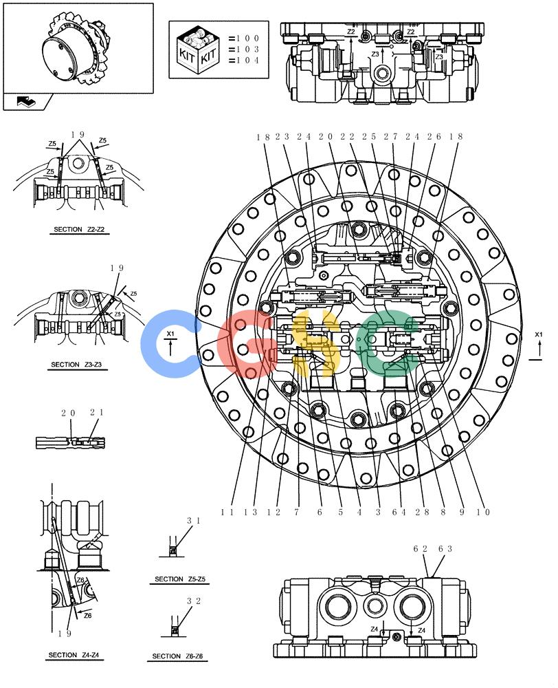 纽荷兰零件查询(E235BSR) - CRAWLER EXCAVATOR (5/07-) (3.010[01]) - MOTOR ASSY, PROPELLING New Holland Constructuion