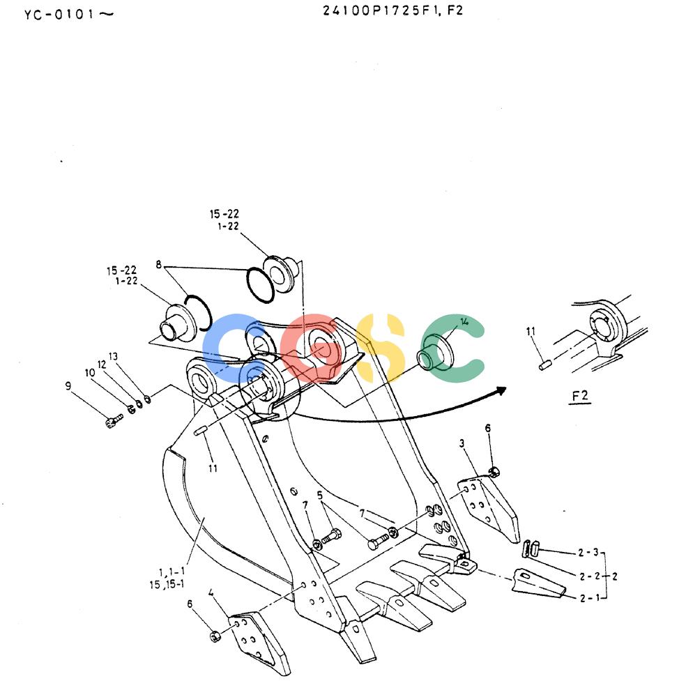 神钢零件查询(MD300LC) - EXCAVATOR BTW YC0101 - YC0300 (1/80-12/06) (08-038) - BUCKET ASSY, 1.0M Kobelco
