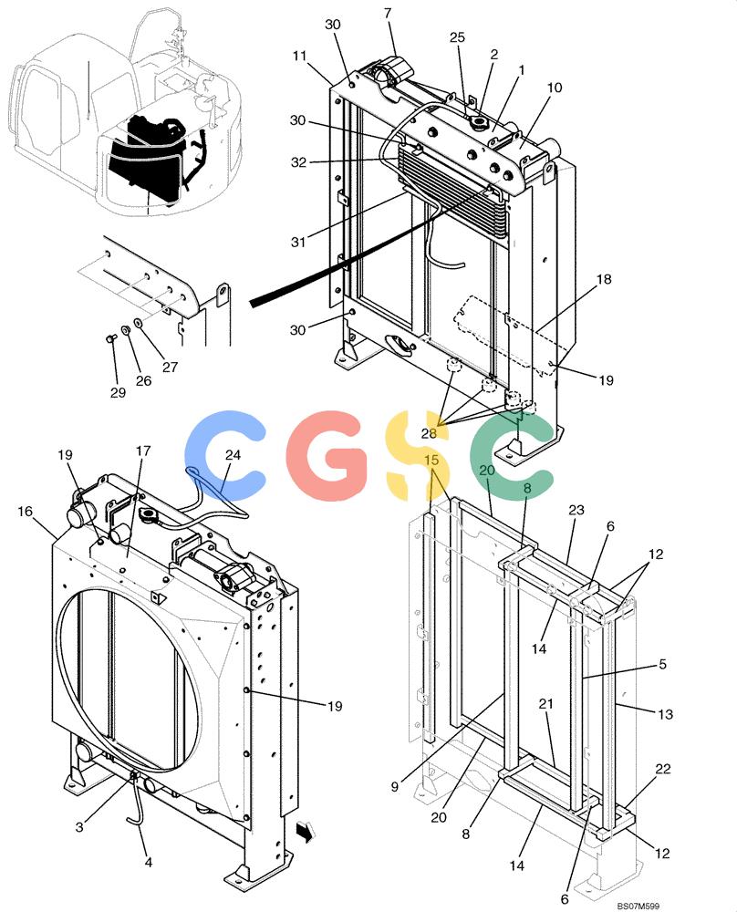纽荷兰零件查询(E135B) - CRAWLER EXCAVATOR TIER 3 - ASN YH05-07001 (N8TA13006) (1/08-) (02-08[00]) - RADIATOR ASSEMBLY (YY05P00031F1) New Holland Constructuion
