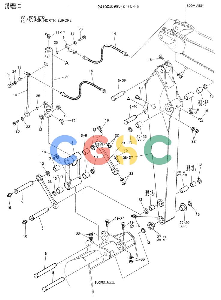 神钢零件查询(K907DLC) - EXCAVATOR ASN YG0501 (1/86-12/03) (07-002[01]) - ARM ASSY, 2.9M (9FT - 6 IN) Kobelco