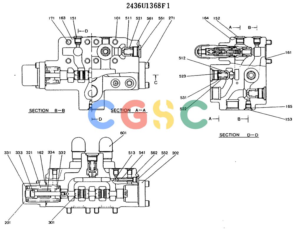 神钢零件查询(MD450BLC) - EXCAVATOR BTW TS0201 - TS0394 (1/80-12/06) (11-021) - VALVE ASSY, CONTROL (SWING) Kobelco