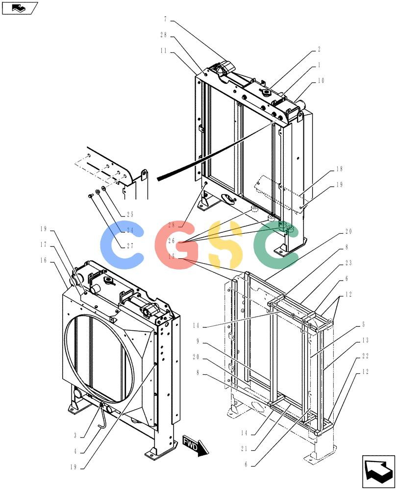 纽荷兰零件查询(E135BSRLC) - CRAWLER EXCAVATOR ASN YH06-08001 (01-007[02]) - RADIATOR INSTALLATION New Holland Constructuion