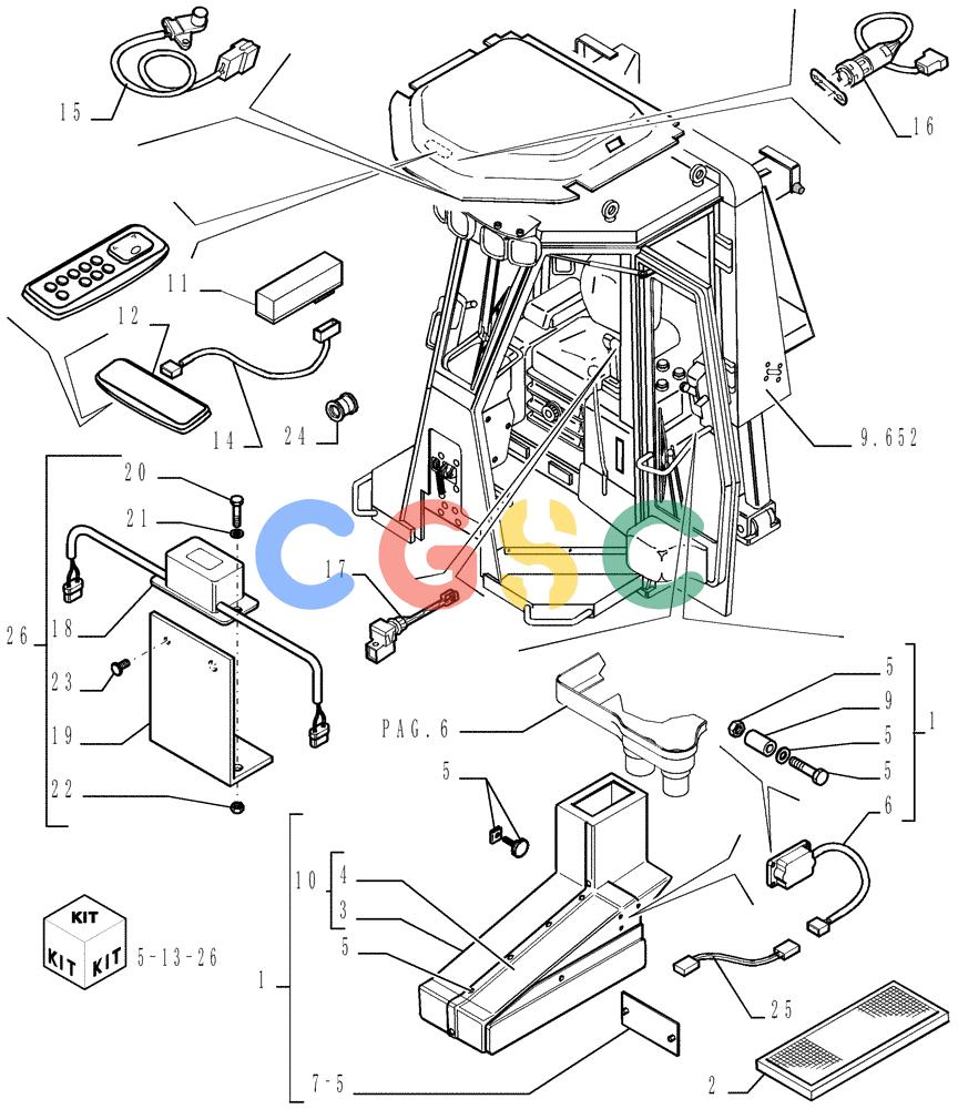 纽荷兰零件查询(DC150.B) - CRAWLER DOZER TIER 2 (3/03-) (9.653[08]) - ROPS CAB WITH CONDITIONER - OPTIONAL CODE 784110121 New Holland Constructuion