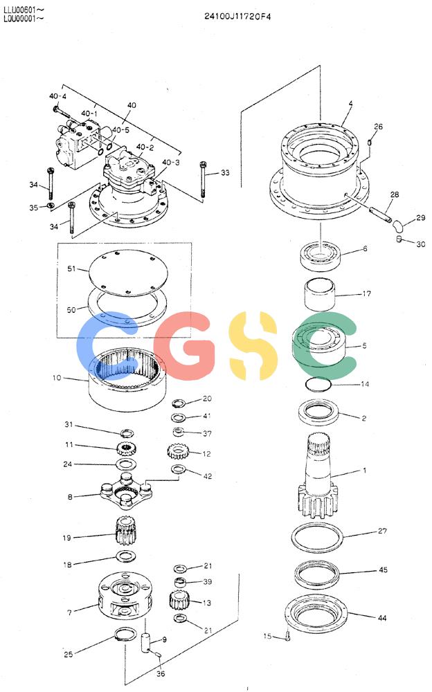神钢零件查询(MD240C) - EXCAVATOR ASN LLU00601 (1/80-12/06) (01-003) - MOTOR ASSY, SWING Kobelco
