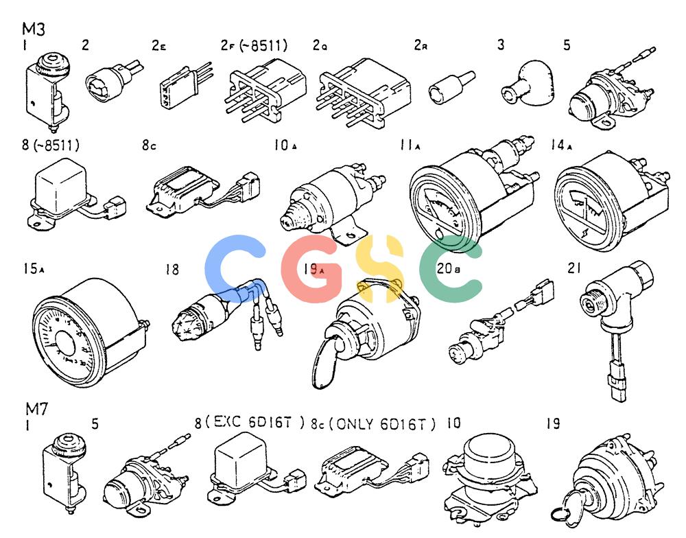 神钢零件查询(6D15) - MITSUBISHI DIESEL ENGINES - K907D & K907LC EXCAVATORS (1/86-12/06) (05-001[03]) - INSTRUMENT Kobelco