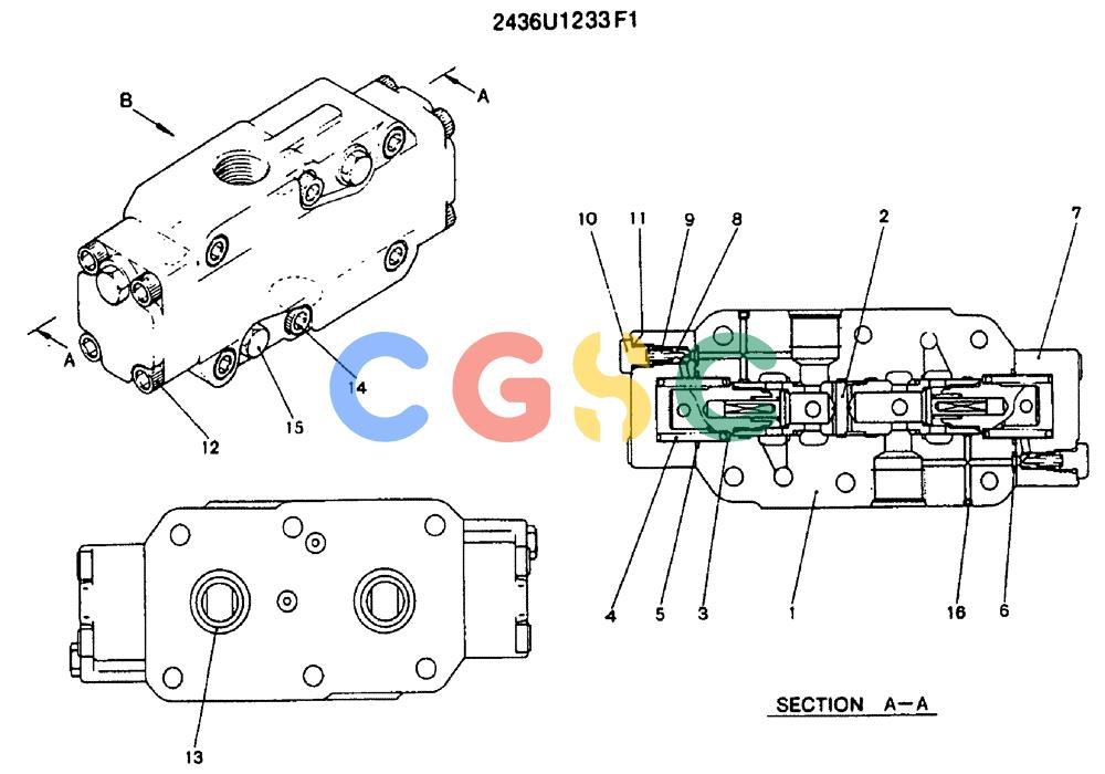 神钢零件查询(MD240C) - EXCAVATOR BTW LLU0301 - LLU0600 (1/80-12/06) (13-010) - VALVE ASSY, BRAKE - 2436U1233F1 Kobelco