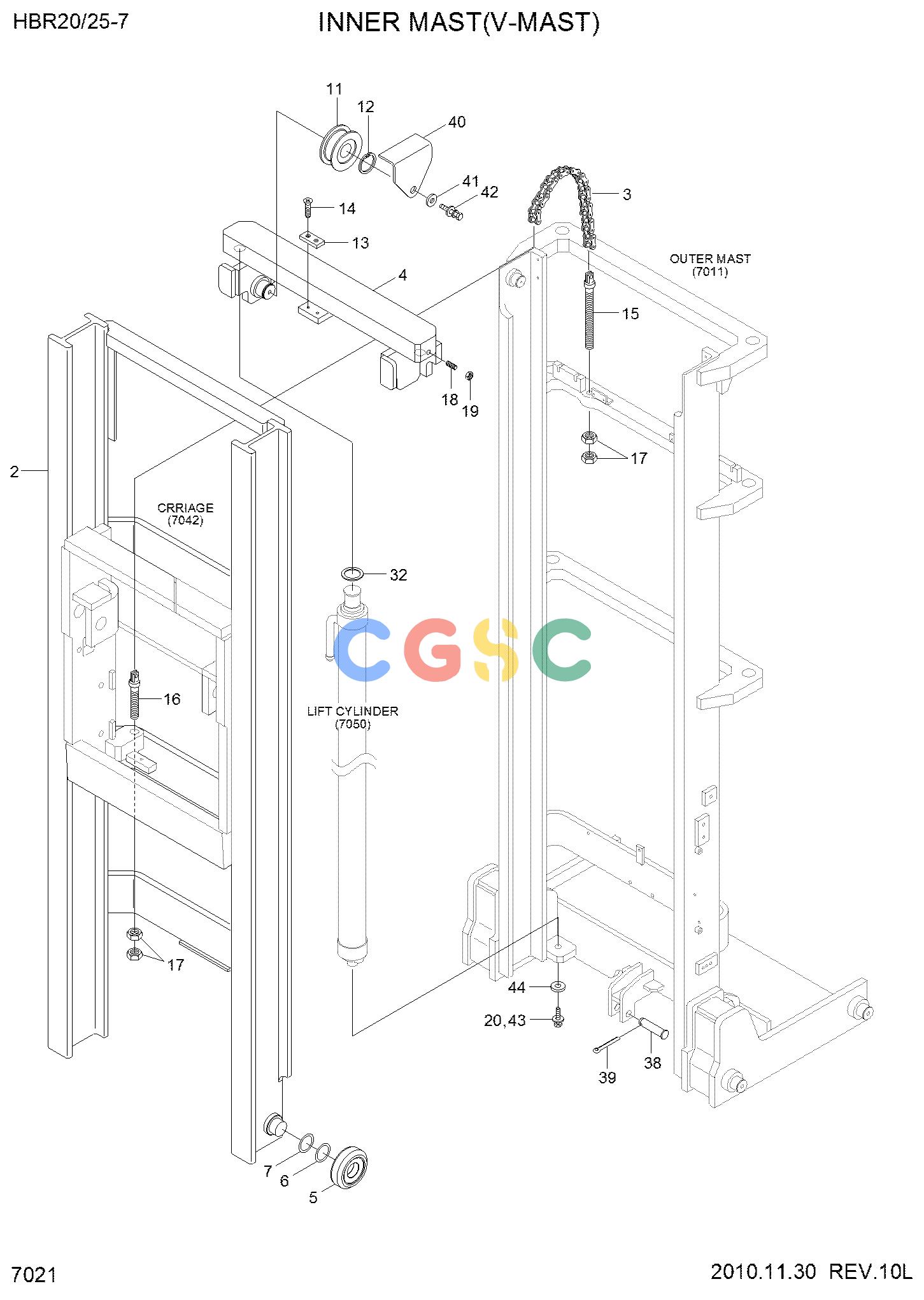 现代零件查询HBR20/25-7 INNER MAST(V-MAST, KIA)EPC Hyundai 