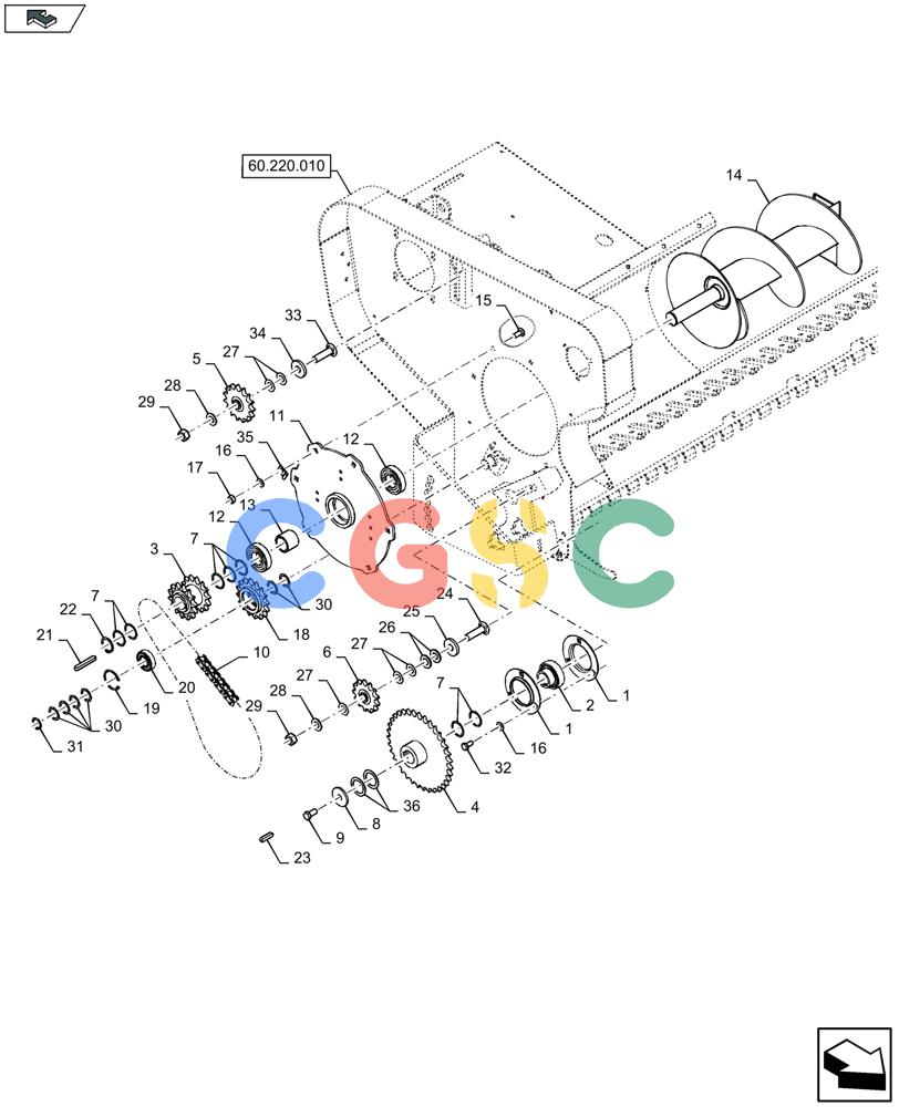 凯斯零件查询(LB434S) - BALER (9/12-) (60.220.030) - PICK-UP, AUGER TRANSMISSION, RH - C084 Case Agriculture