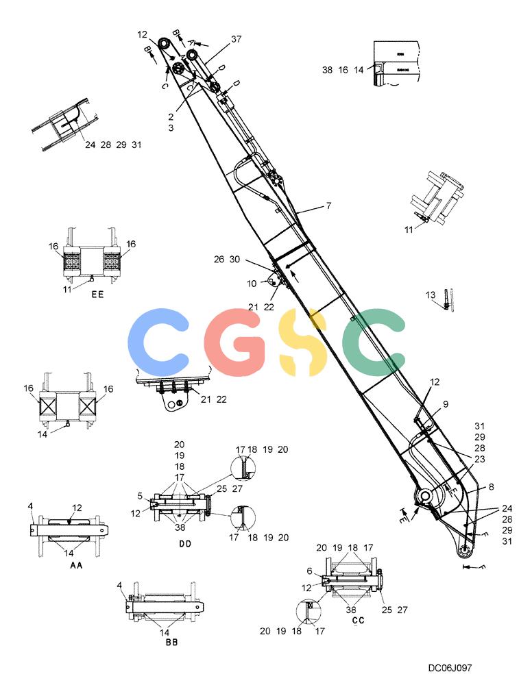 纽荷兰零件查询(E215B) - CRAWLER EXCAVATOR - TIER 3 (NA) - ASN N7DA21001 (1/07-) (6.026[00]) - ARM GROUP (LONG REACH) (YN12B00439F4) New Holland Constructuion
