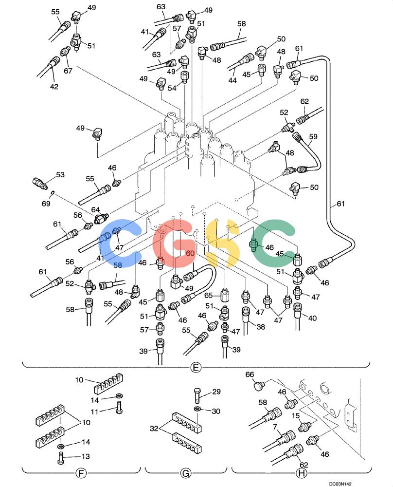 纽荷兰零件查询(EH215) - CRAWLER EXCAVATOR (9/03-) (08 -14[00]) - HYDRAULICS - PILOT CONTROL LINES, REMOTE CONTROL New Holland Constructuion