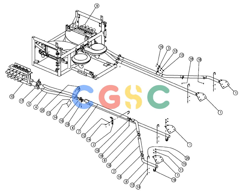凯斯零件查询(438) - FLEX-AIR APPLICATOR - 2003 (3/03-10/03) (04-023) - TUBES GROUP, MID, 2.5”, 60’ Case Agriculture