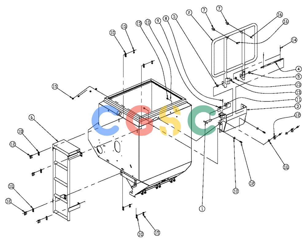凯斯零件查询(438) - FLEX-AIR APPLICATOR - 2003 (3/03-10/03) (02-050) - LADDER & HANDRAIL, DOUBLE & TRIPLE BIN, 37 CU. FT Case Agriculture