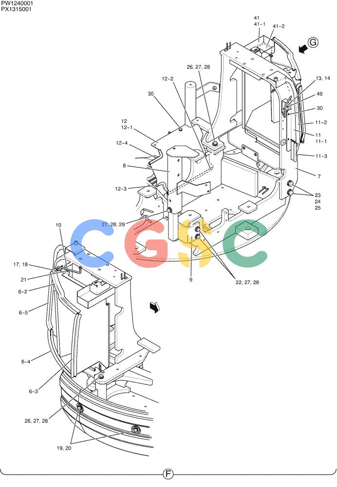 纽荷兰零件查询(E35SR) - COMPACT CRAWLER EXCAVATOR ASN PX13-15001 (N6TN61732) (NA) (1/06-) (01-054[04]) - GUARD INSTAL (CANOPY) New Holland Constructuion