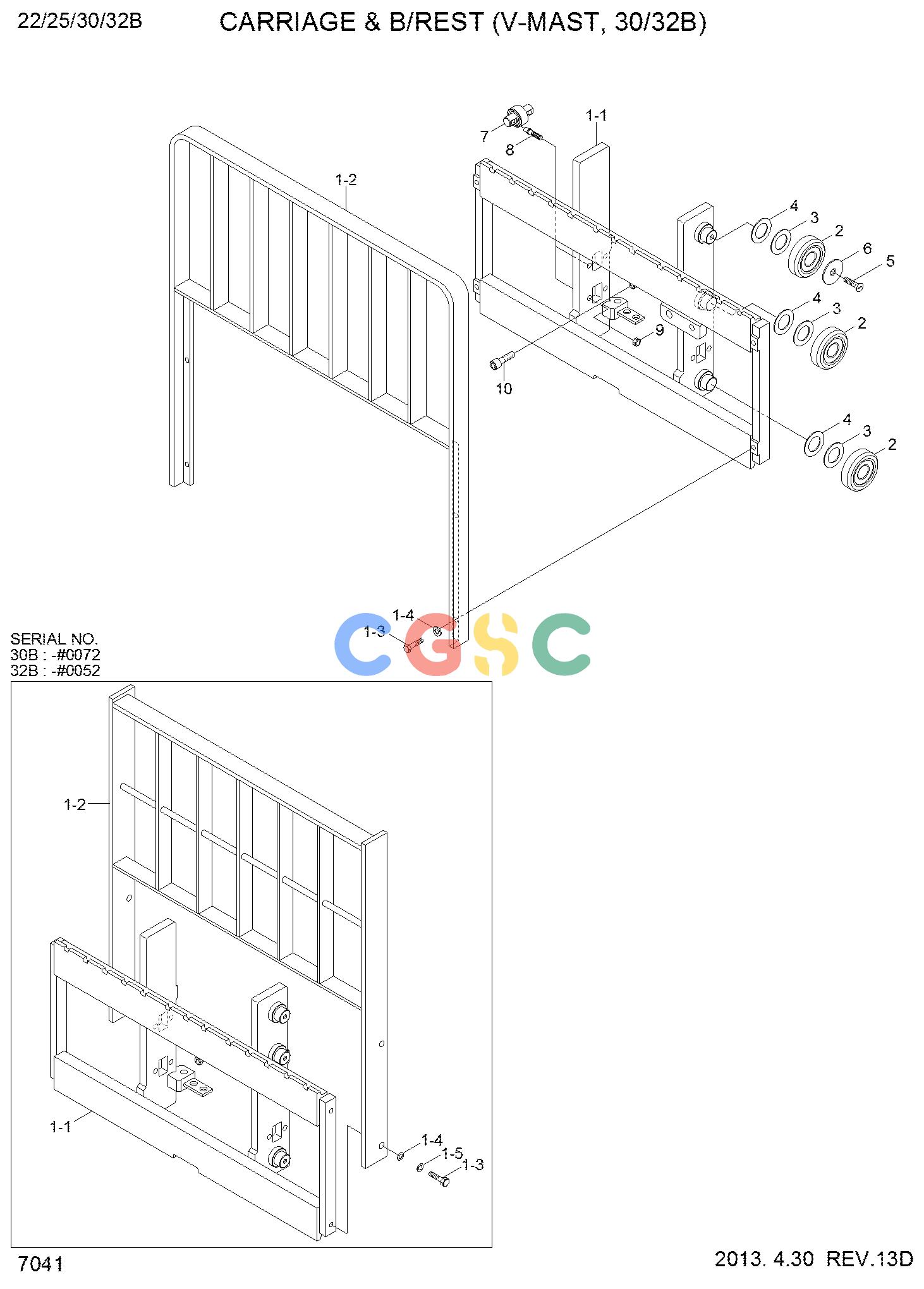 现代零件查询25/30LC-7S CARRIAGE & B/REST (V-MAST,30LC-7S)EPC Hyundai 