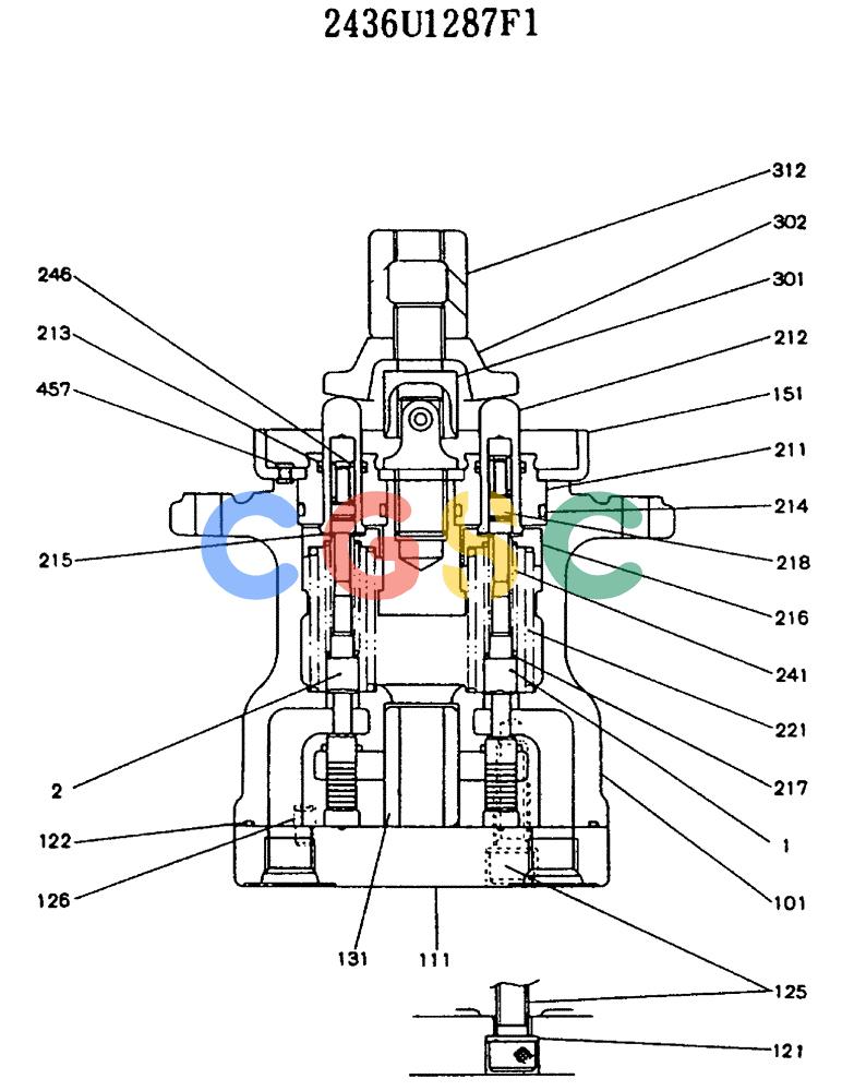 神钢零件查询(MD140BLC) - EXCAVATOR BTW YP1001 - YP1281 (1/80-12/06) (11-013) - VALVE ASSY, PILOT 2436U1287F1 Kobelco