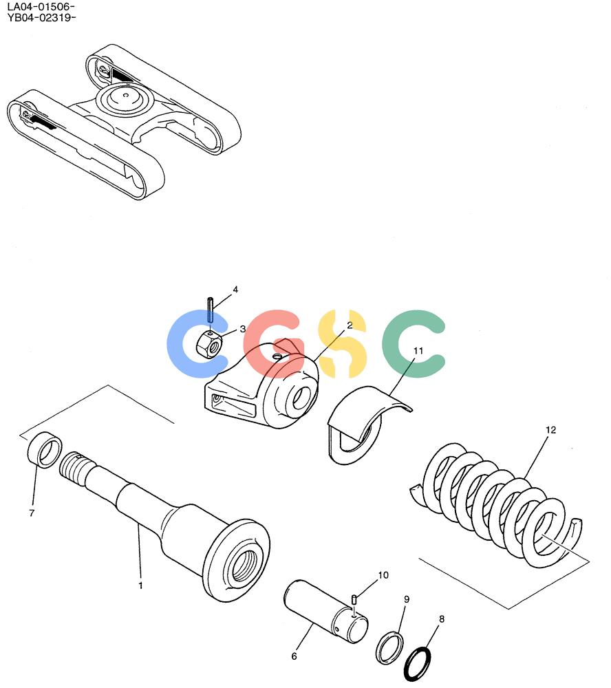 纽荷兰零件查询(E200SRLC) - CRAWLER EXCAVATOR BTW LA04-01506 - LA04-01625 (02-007) - IDLER ADJUST ASSY New Holland Constructuion