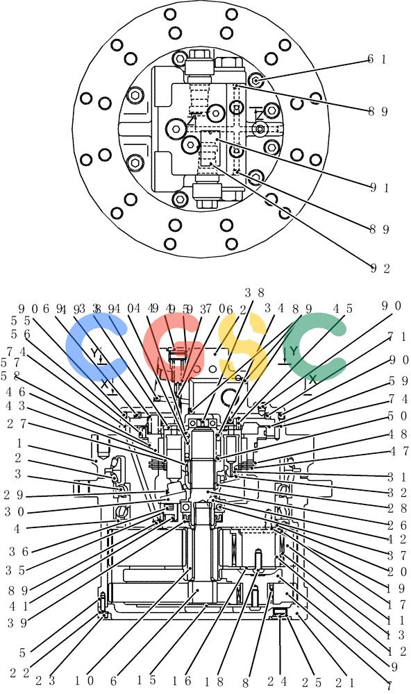 纽荷兰零件查询(E80BMSR) - CRAWLER EXCAVATOR ASN LF05-04001 - (N8TA18060) (HC370[1]) - MOTOR ASSY (PROPELLING) New Holland Constructuion