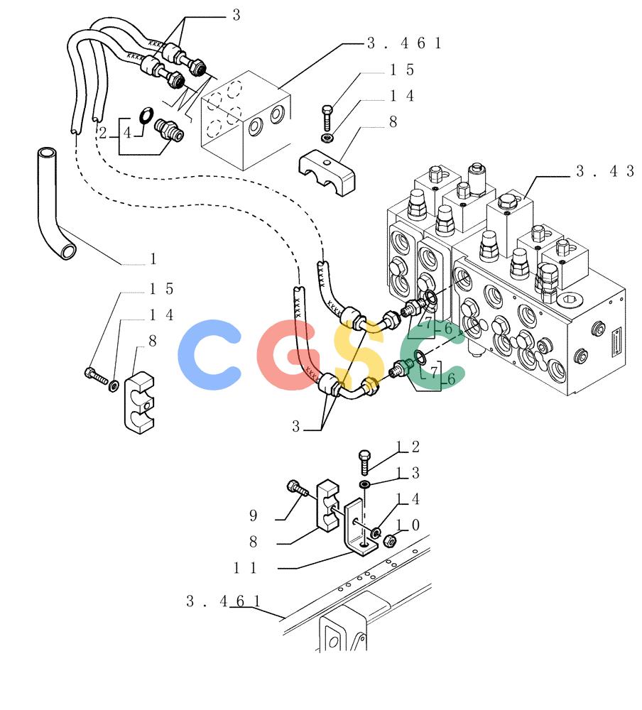 纽荷兰零件查询(DC150.B) - CRAWLER DOZER TIER 2 (3/03-) (3.440[02]) - LIFT CYLINDERS PIPING - VERSION (01-02-03) New Holland Constructuion