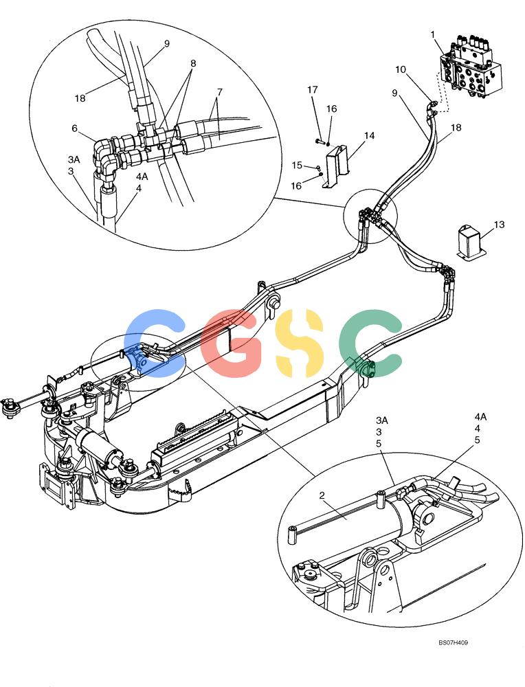 纽荷兰零件查询(D150B) - CRAWLER DOZER TIER 3 (HYDRO) (10/07-) (08-07) - HYDRAULICS - ANGLE CIRCUITS (AT VALVE TO ANGLE CYLINDERS) New Holland Constructuion