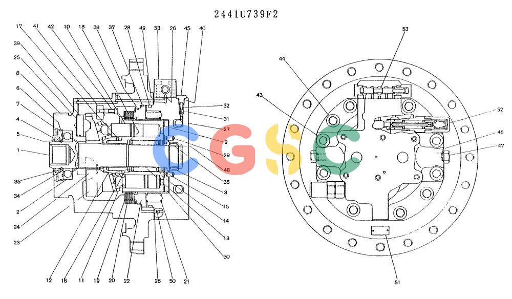 神钢零件查询(K907LC) - MARK II EXCAVATOR ASN YQ0565 (GLOBAL) (1/87-12/03) (11-060) - MOTOR ASSY (PROPELLING) Kobelco