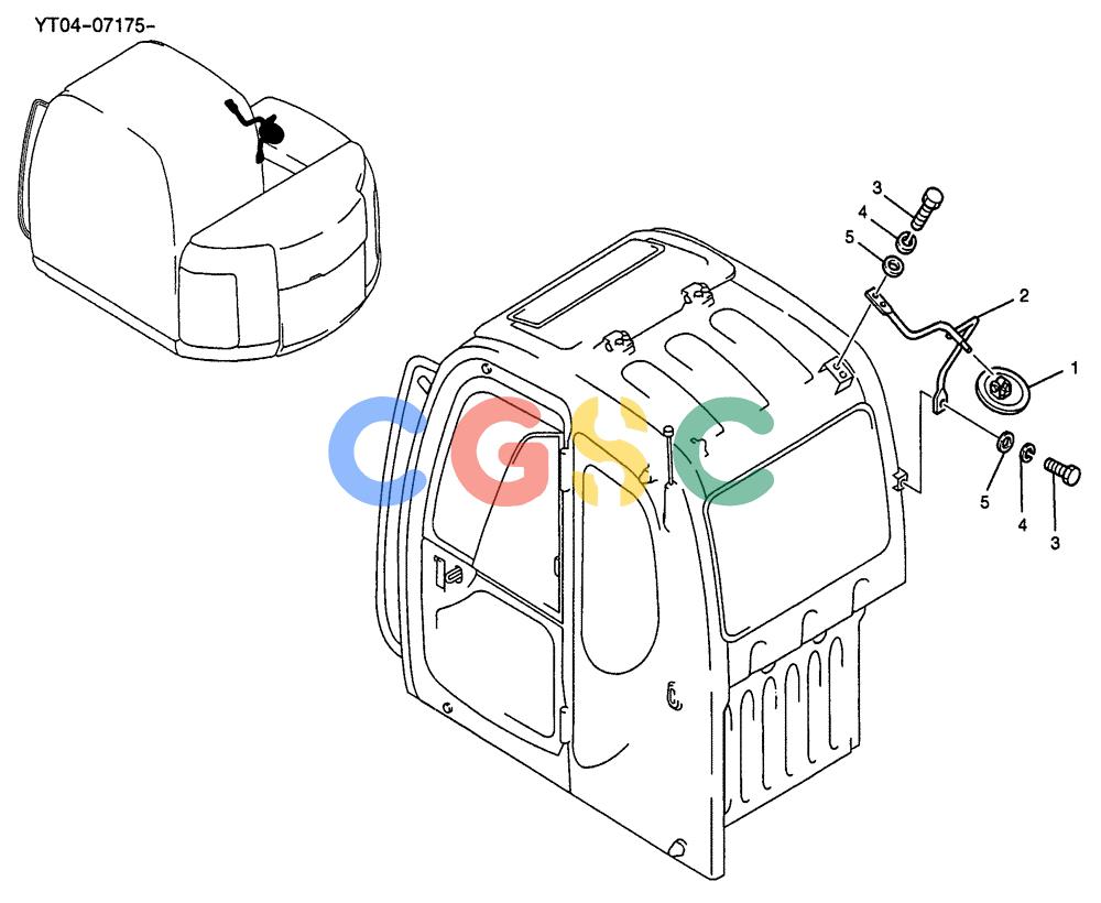 纽荷兰零件查询(E70SR) - MIDI CRAWLER EXCAVATOR ASN YT04-07175 (01-032) - MIRROR INSTAL, P/N YT52C00005F1 New Holland Constructuion