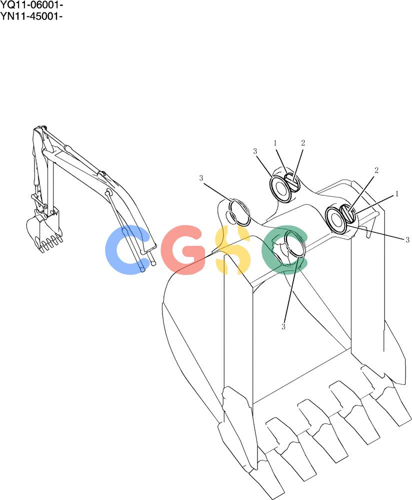 神钢零件查询(200-8) - EXCAVATOR S/N YN11-45001 - (1/06-12/09) (670-01-1) - BUCKET ASSY, STD 0. 8M3 Kobelco