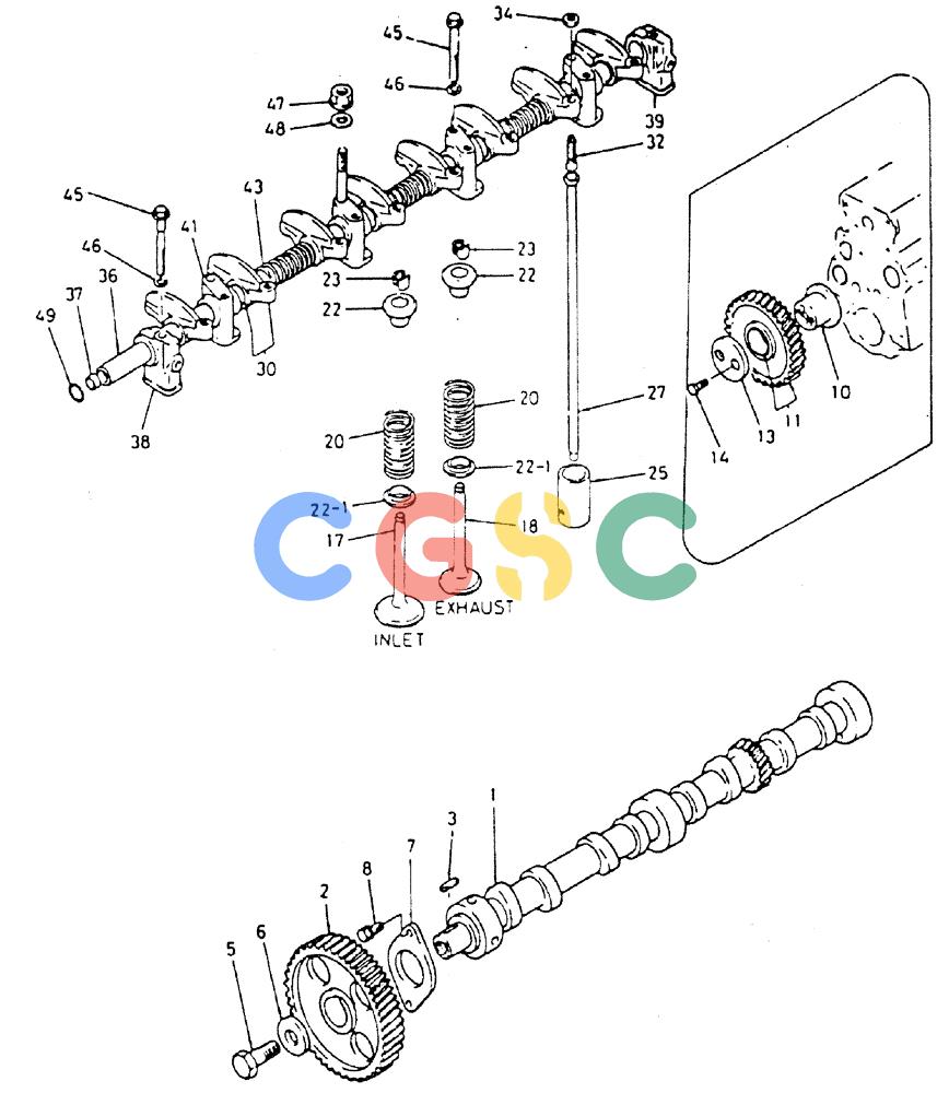 神钢零件查询(MD140C) - EXCAVATOR ASN YPU00501 (1/80-12/06) (13-008) - VALVE MECHANISM (CAMSHAFT, IDLE GEAR, ROCKER ARM) Kobelco