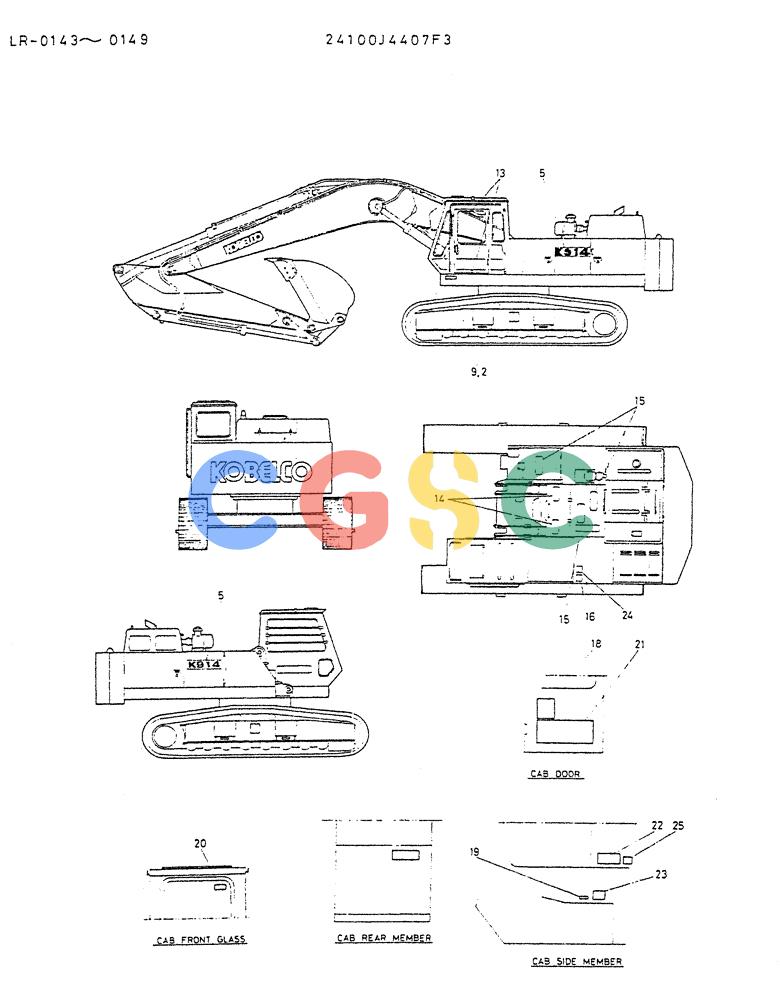 神钢零件查询(K914) - EXCAVATOR ASN LR-0143 (1/79-12/03) (09-004) - LABEL, NAME-PLATE (G.M. ENG MOUNT) Kobelco