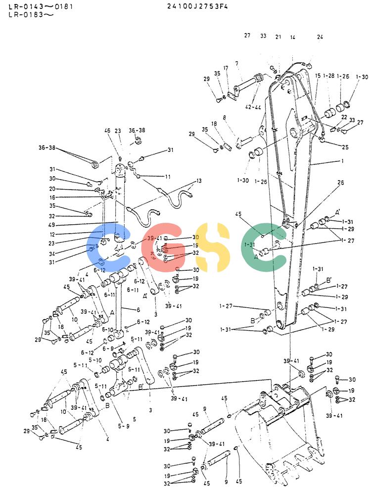 神钢零件查询(K914) - EXCAVATOR ASN LR-0143 (1/79-12/03) (08-006) - ARM ASSY LONG 4.8M Kobelco
