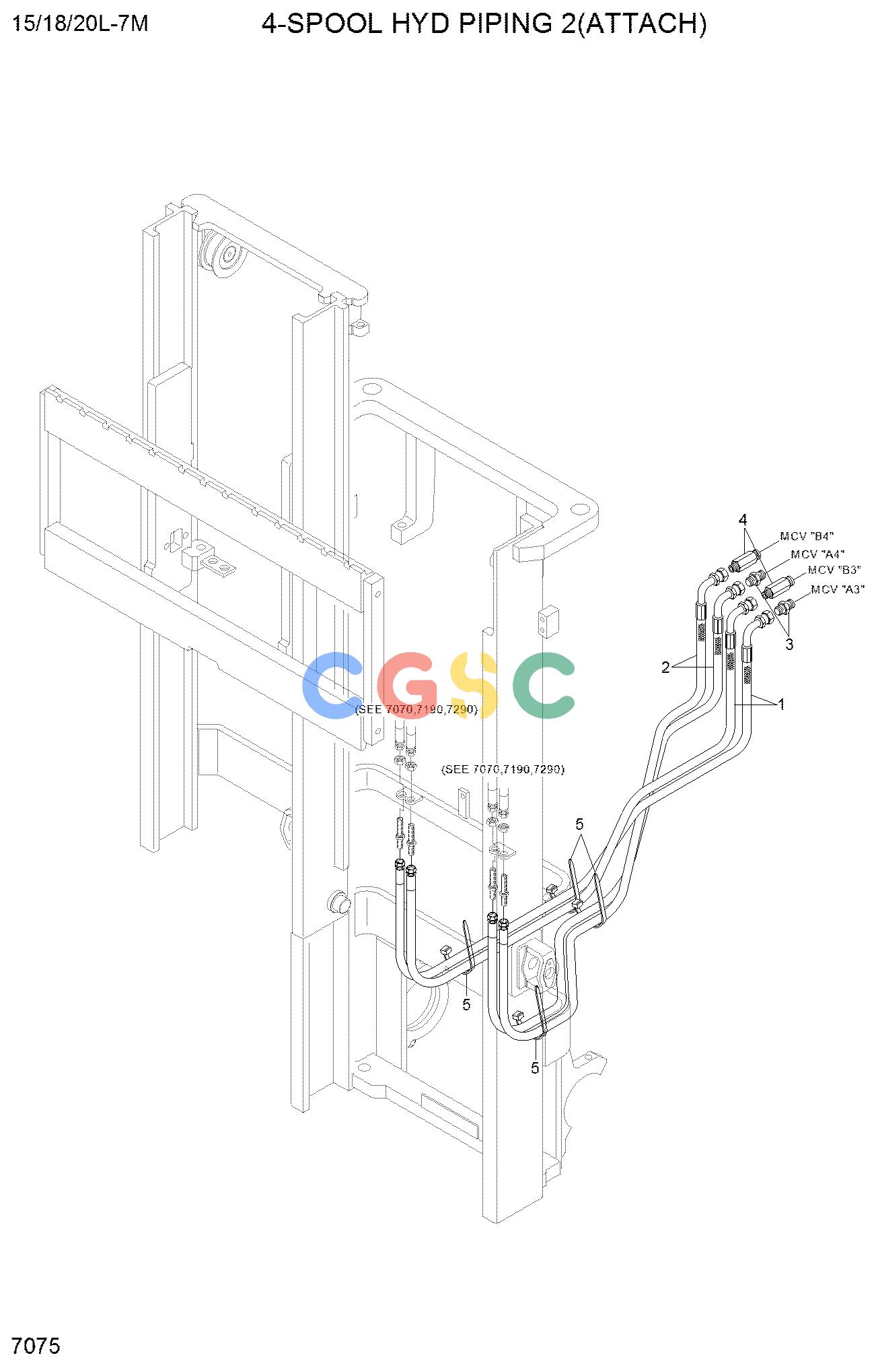 现代零件查询15/18/20L-7M 4-SPOOL HYD PIPING 2 (ATTACH)EPC Hyundai 
